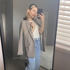 H&M Houndstooth Blazer in Black, Brown and White